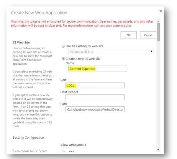 create new web application